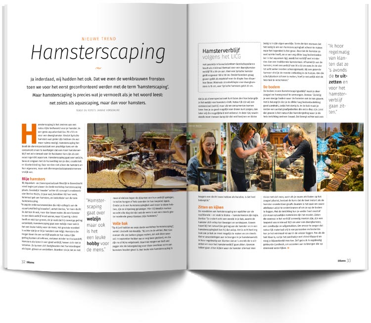 Artikel over hamsterscaping in Dibevo-Vakblad nummer 4